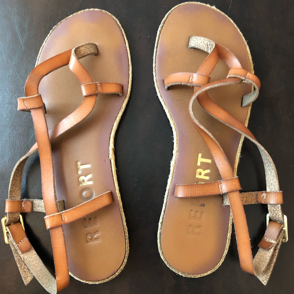 Report brown leather sandals